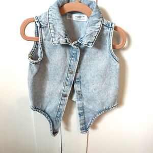 Toddler Girl Zara Top size 18-24 months denim vest blue